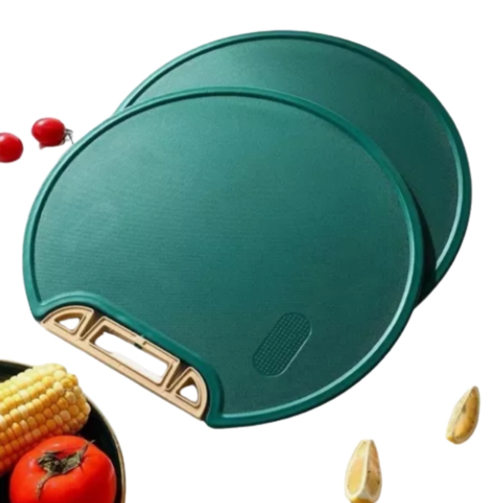 Tábua Cozinha de Corte Antiderrapante Anti-mofo Redonda 34x32cm Suporte Corte carne legumes e frutas