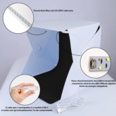 Mini Estúdio Fotográfico com Luz LED USB Portátil Para Foto de Produto Fundo Branco e Preto Incluso - envio imediato