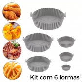 Kit 6 Formas Airfryer Tamanhos Variados Silicone Antiaderente Microondas Lavável Com Alça envio aleatorio