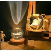 Luminária Decorativa Globo LED Com Interruptor On e Off Lua Via Láctea Sistema Solar Bola De Cristal