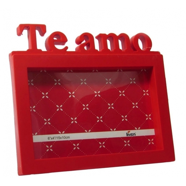 Porta Retrato TE AMO 10x15 cm Vermelho para Presente de Dia dos Namorados Casamento Esposa Mãe