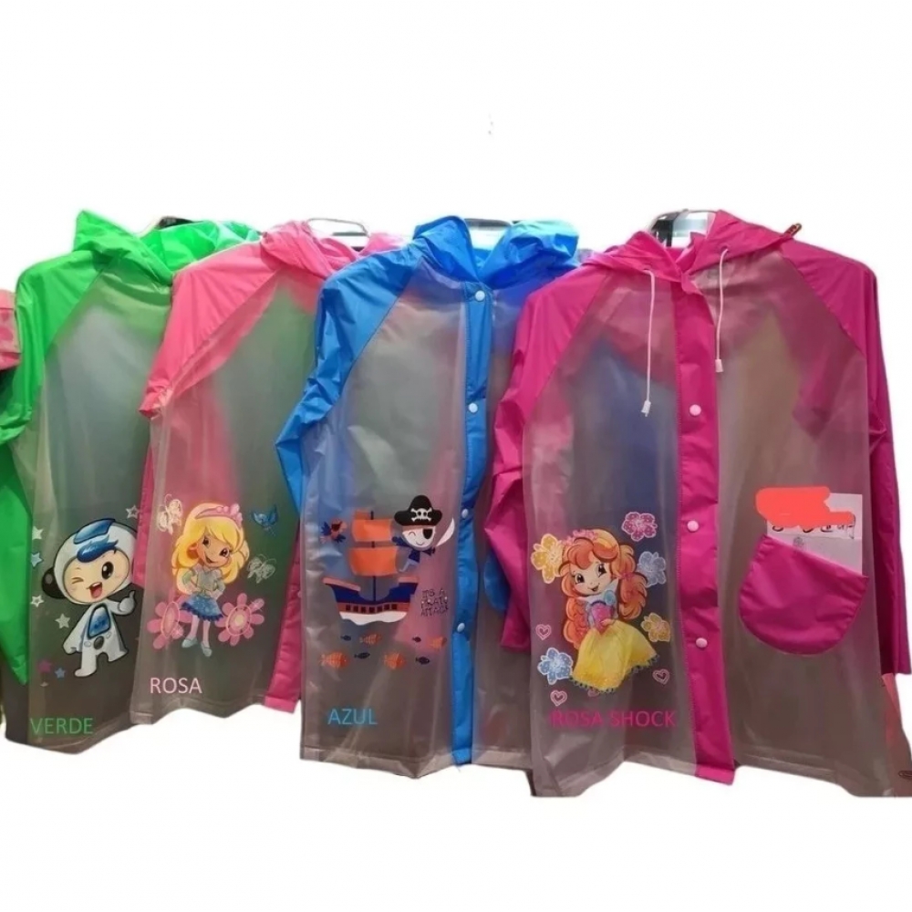 Capa De Chuva Infantil Reforçada Tamanho 12 Impermeável Menina Menino Escolar