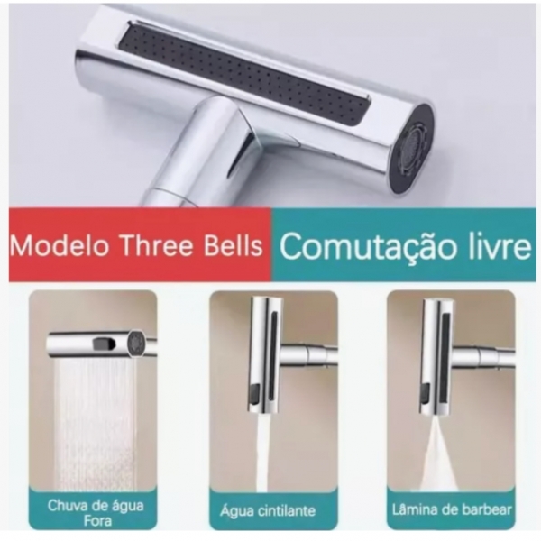 Torneira De Cozinha Cascata 360 Rotação 4 Funções Bocal De Alta Pressão Misturadora De Pia Para Cozinha Na Parede