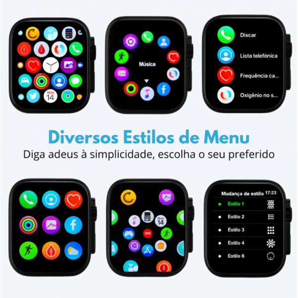 Relógio Smartwatch T10 Ultra 2 Big Preto Display 2.19 55mm Inteligente Bluetooth Esportivo