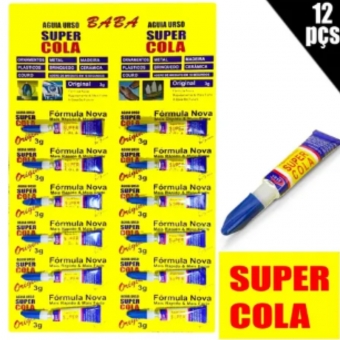 12 super cola super Bond cola tudo 3g Cartela com 12 colas