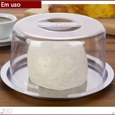 Queijeira Porta Queijo De Inox Prato Bolo Grande