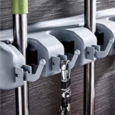 Suporte Organizador Multiuso 5 Lugares 6 Ganchos Porta Vassoura Rodo Chaves Posições