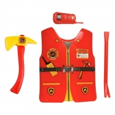 Kit Bombeiro Com Colete + Machado + Radinho Vermelho