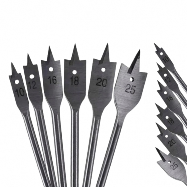 Jogo de Broca Chata para Madeira com 6 Kit Brocas Chata Madeia Marcenaria Móveis