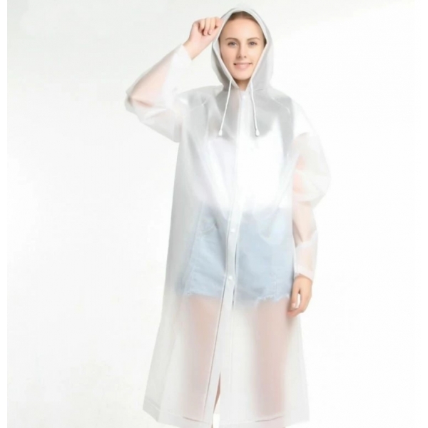 Capa Protetora De Chuva Unissex Reutilizável Resistente Com Capuz P/ Passeio Festas Impermeável