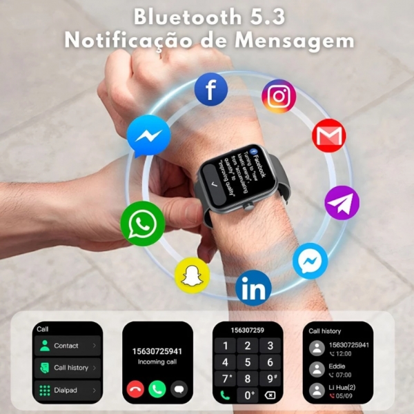 Relógio Smartwatch T10 Ultra 2 Big Preto Display 2.19 55mm Inteligente Bluetooth Esportivo