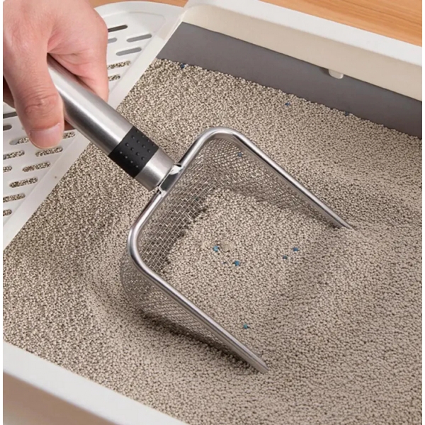 Prática Pá De Aço Inoxidável Para Animais De Estimação Confortável Scooper De Ninhada De Gato De Superfície Aumentada