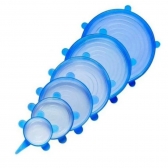Kit com 6 tampas de silicone universal elástica para pote panela forma