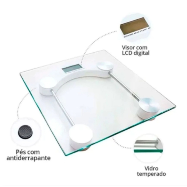 Balança Corporal Digital até 180kg (PROMOÇÃO) Com Vidro Temperado + Bateria
