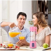 Mini Liquidificador Portátil Recarregável Com 6 Lâminas 380ML Cabo USB