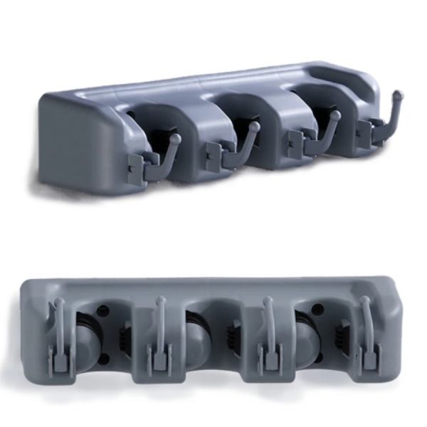 Suporte Vassoura De Parede Multiuso Para Pendurar Rodo Chave Até 3 Cabos e 4 Ganchos