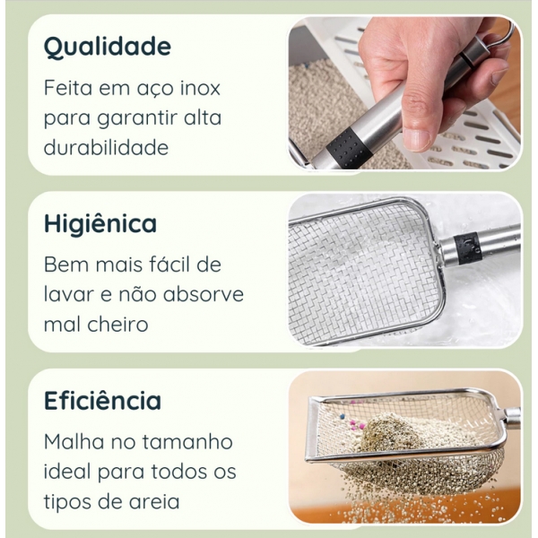 Prática Pá De Aço Inoxidável Para Animais De Estimação Confortável Scooper De Ninhada De Gato De Superfície Aumentada