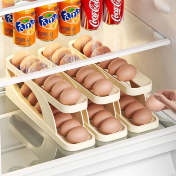 Porta Ovos De 2 Andares Dispenser Automático De Ovos Para Refrigerador Rolling Egg Holder