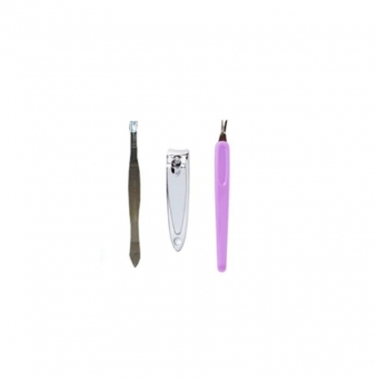 Kit De Manicure Pedicure Profissional Cortador De Unha Empurrador de Cutícula Lixa Pinça 4 Peças
