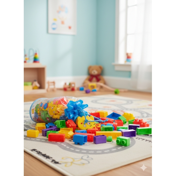 Blocos de Montar Educativos Kids - Peças Coloridas com Bolsa Prática - Estimula IQ & EQ