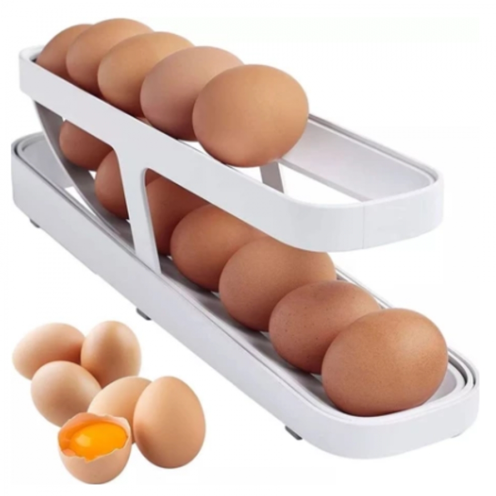 Porta Ovos De 2 Andares Dispenser Automático De Ovos Para Refrigerador Rolling Egg Holder