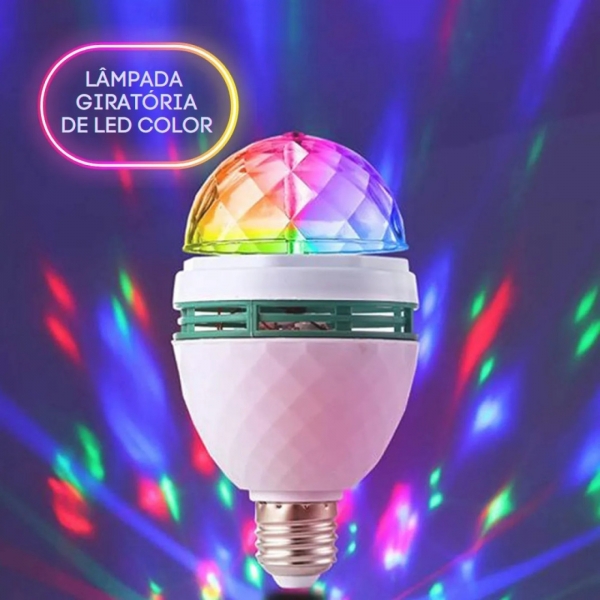 Lâmpada Led Globo Colorido Giratório Para Festa Discoteca