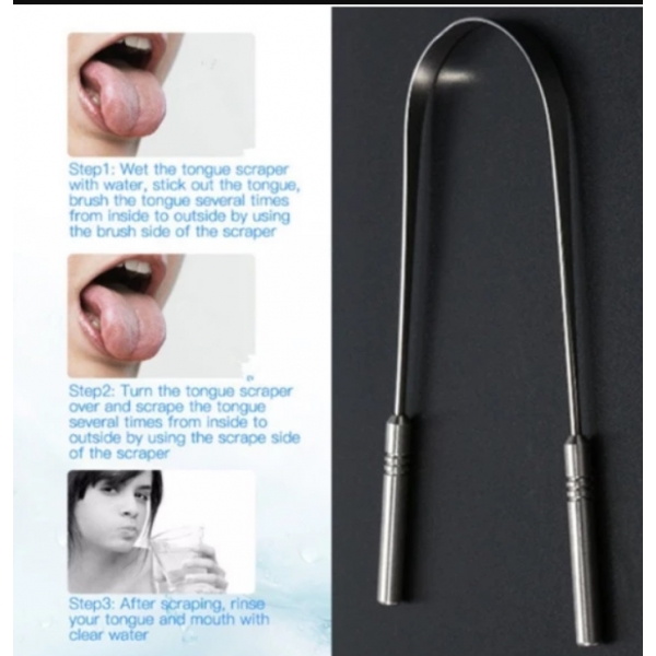 kit 2 Limpador Raspador De Língua Em Aço Inox Para Higiene Bucal Promoção
