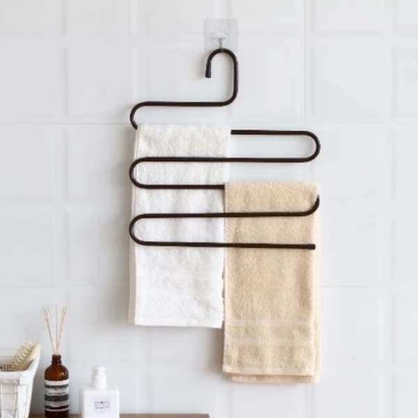 Cabide de metal em S com 5 divisórias p/ calça saia bermuda