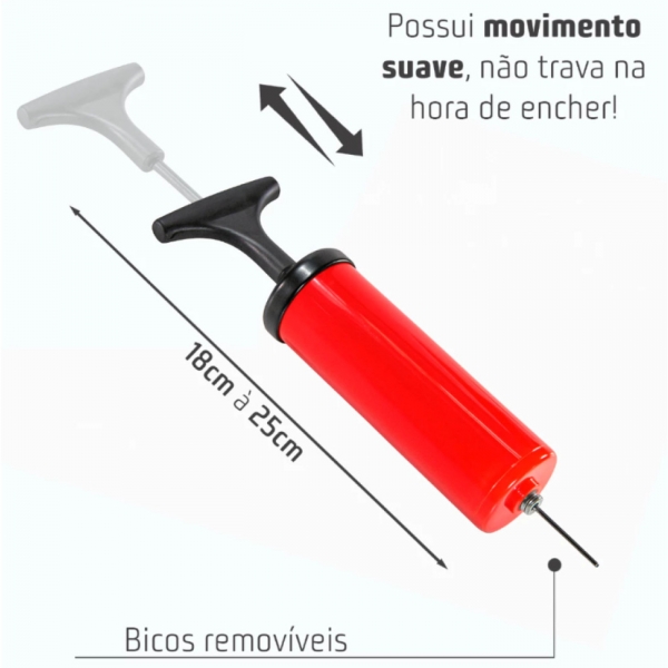 Kit Bomba De Ar Para Encher Bola Futebol Vôlei Praia