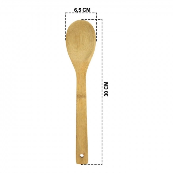1 Colher Pau e 1 Espátula Madeira 30 Cm Utensílios Colher Bambu Grande