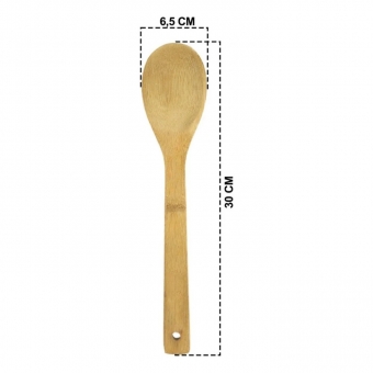 1 Colher Pau e 1 Espátula Madeira 30 Cm Utensílios Colher Bambu Grande