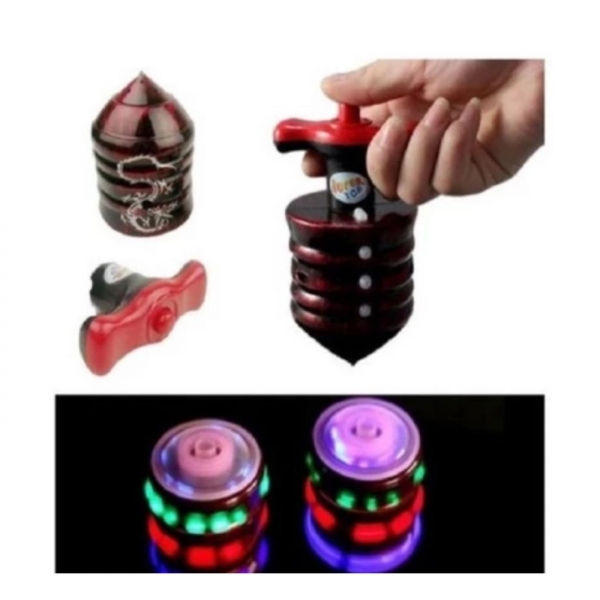 Pião Musical Luminoso Com Lançador Automatico Piao Com Luz