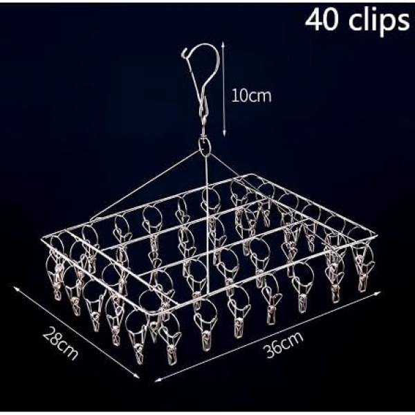 Varal De 40 Clips Inox Prendedores Pratico E Retrátil Cabide Para Roupas Intimas Para Pequenas