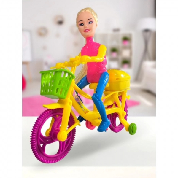 Boneca Com Bicicleta Ciclista Pedala Brinquedo