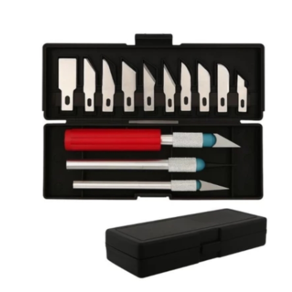 Kit Estilete de Precisão Profissional 13 Laminas Jogo Estilete Artesanato 16 Peças