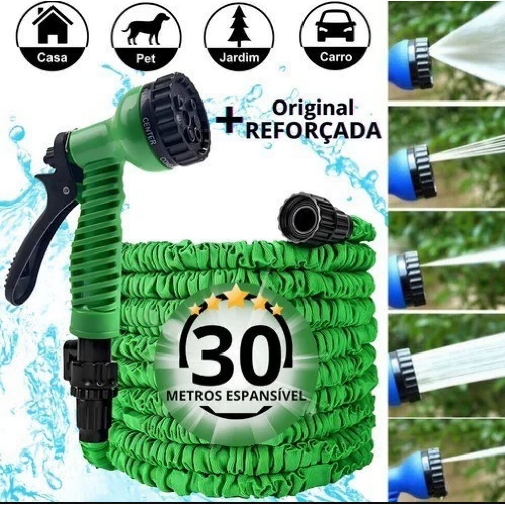 Mangueira Magica 30m METROS Flexível Irrigação E 7 Tipos De Jato