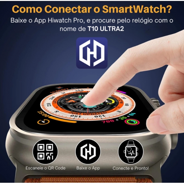 Relógio Smartwatch T10 Ultra 2 Big Cinza Display 2.19 55mm Inteligente Bluetooth Esportivo