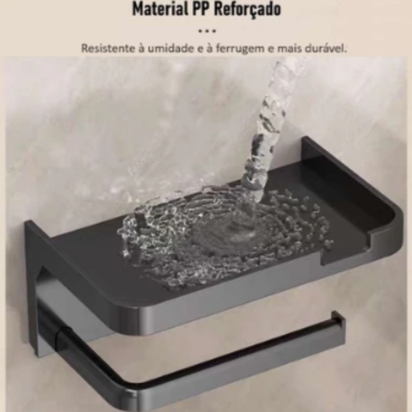 Suporte Papel Higiênico Premium Apoio Para Celular de Banheiro