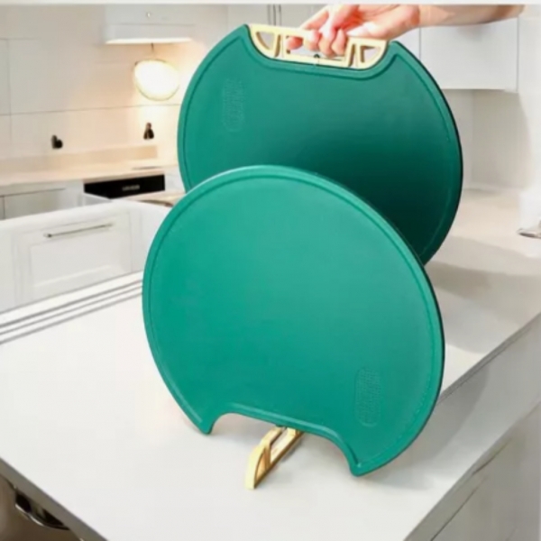 Tábua Cozinha de Corte Antiderrapante Anti-mofo Redonda 34x32cm Suporte Corte carne legumes e frutas