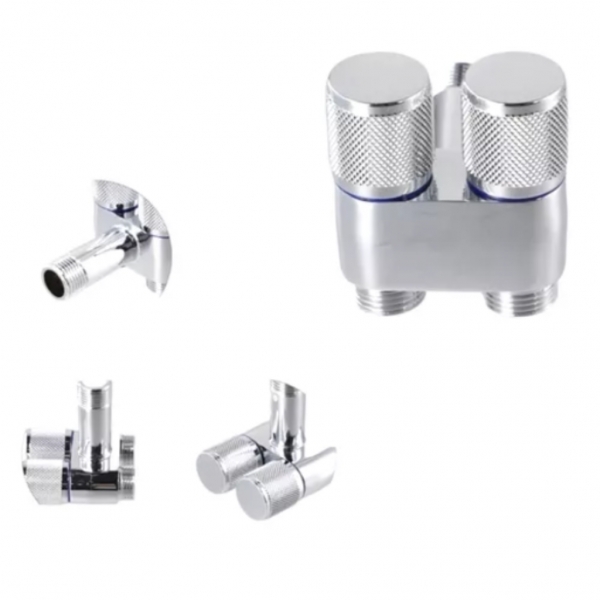 Registro Saída Dupla Válvula De Ângulo Ducha Bidê E Outros Prata