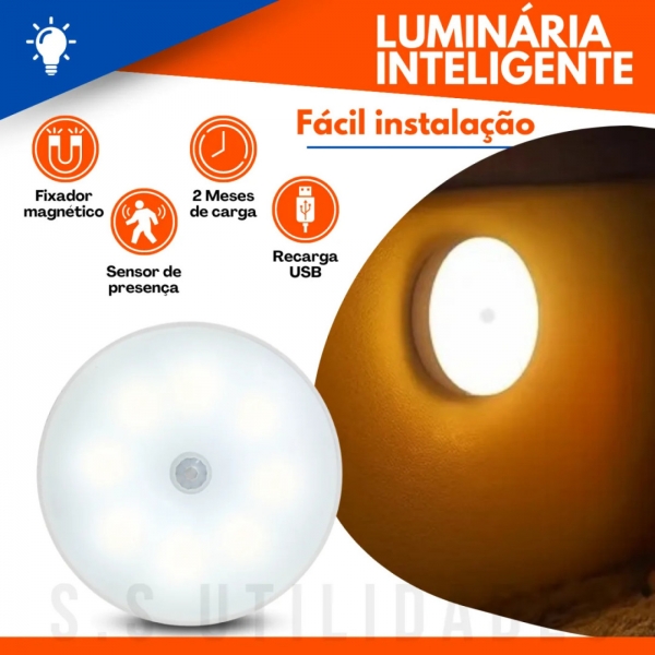 Kit 4 Luminárias Lâmpada Led Recarregável Sensor De Pres