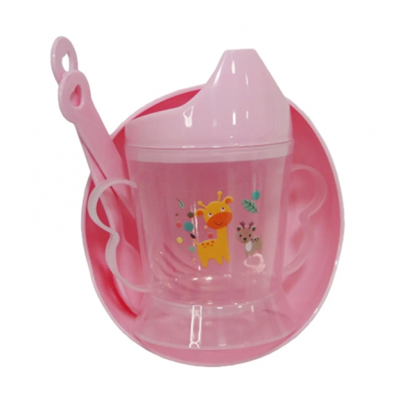 Kit Papinha Bebê 4 Peças: Tigela + Copo com Alça + Garfo e Colher - Ideal para Introdução Alimentar Envio Aleatorio