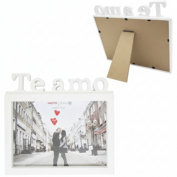 Porta Retrato TE AMO 10x15 cm Branco para Presente de Dia dos Namorados Casamento Esposa Mãe