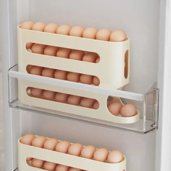 Porta Ovos Deslizante Organizador Para Geladeira De 4 Camadas Automática Rolantes