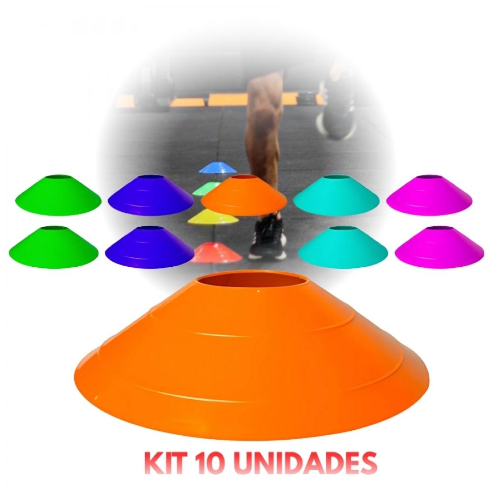 Kit 10 Chapéus Chinês Treino Funcional Agilidade Treinamento Futebol Futsal Academia