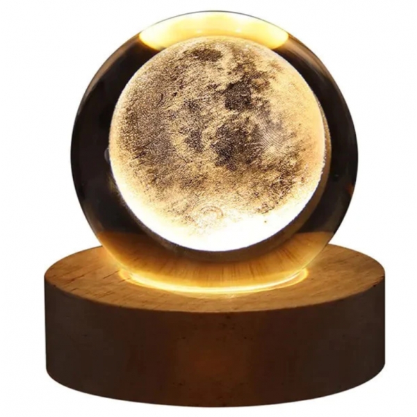 Luminária Decorativa Globo LED Com Interruptor On e Off Lua Via Láctea Sistema Solar Bola De Cristal