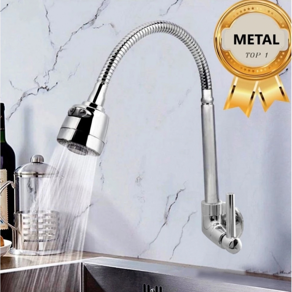 Torneira Cozinha Gourmet Bancada Parede Flexível 1/4 Volta Cromo