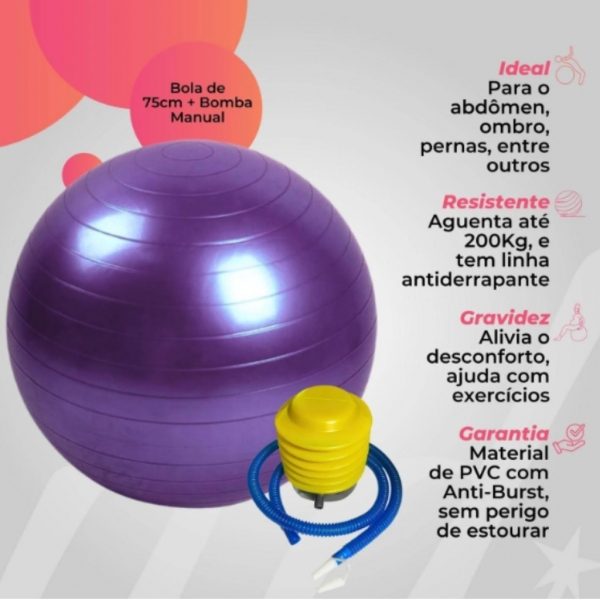 Bola de Ginástica Suíça Yoga Pilates Bola de Pilates Inflável Anti Estouro com bomba para encher
