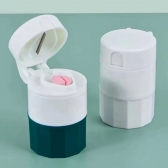 Porta Comprimido Multiuso Com Cortador E Amassador Armazenamento Duplo