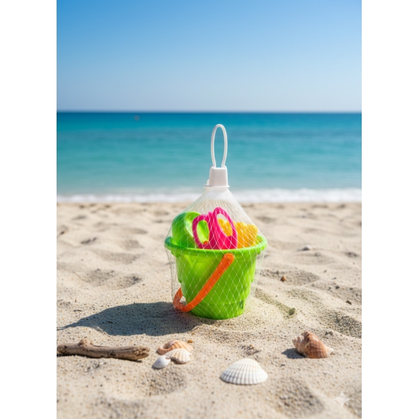 Baldinho de Praia com Acessórios Cores Sortidas - Brinquedo de Verão Resistente